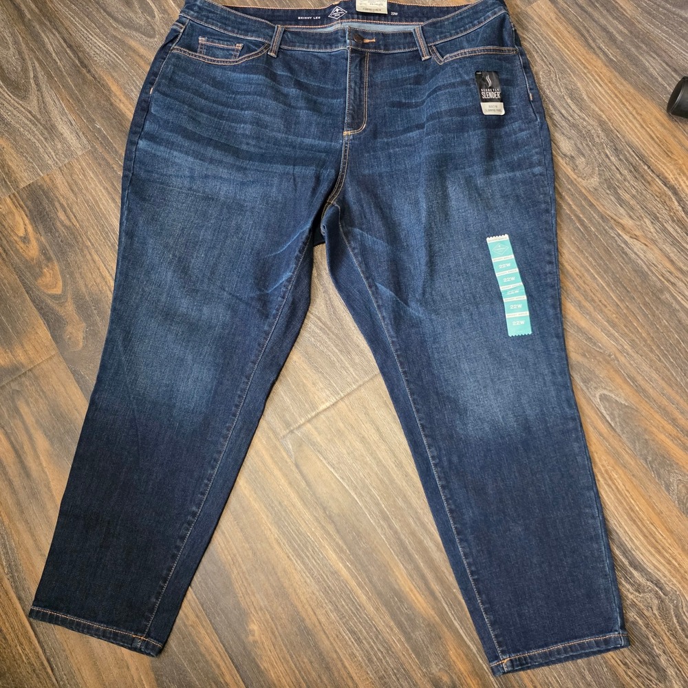 St Johns Bay Skinny Ankle Jeans Womens 22W Dark Wash Secretly Slender Slimming